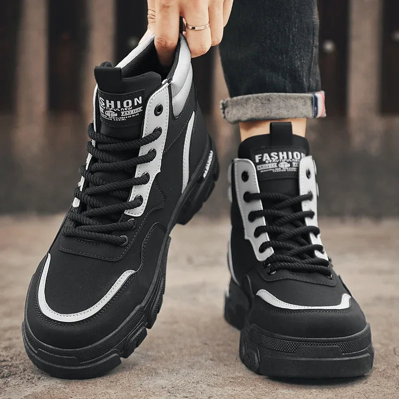 Brand Men's High-top Ankle Boots 2024 Autumn New Outdoor Quality Working Shoes Man Sneaker Hard-Wearing Non-slip Safety Shoes - IFINDALL