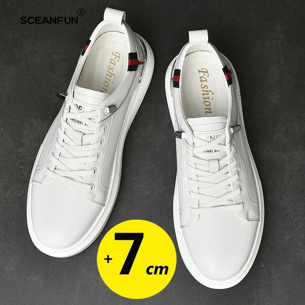 Elevator shoes for man height increase 7cm 2025 Luxury sneaker Genuine Leather Men's Hidden Heels Casual Shoe Heights Genuine Le - IFINDALL
