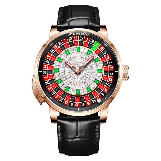 Pindu Player Gambling Series Men's Watch European Roulette Poker Game Fully Automatic Mechanical Sports Design Party Watch - IFINDALL