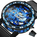 WINNER Roman Mechanical Watches for Men Fashion Gold Skeleton Mens Watch Luxury Mesh Stainless Steel Strap Luminous Unisex Clock - IFINDALL