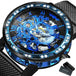 WINNER Roman Mechanical Watches for Men Fashion Gold Skeleton Mens Watch Luxury Mesh Stainless Steel Strap Luminous Unisex Clock - IFINDALL