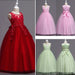 Beautiful Long Flower Girl Dress For Girls Elegant Burgundy Pink Green White Kids Wedding Party Gowns Long Communion Dresses - IFINDALL