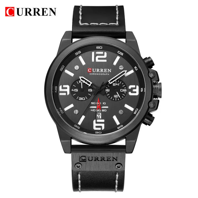 CURREN 8314 Men's Quartz Watch New Fashion Multi-function Chronograph Clock Leather Strap Calendar Simple Sports Watches for Men - IFINDALL