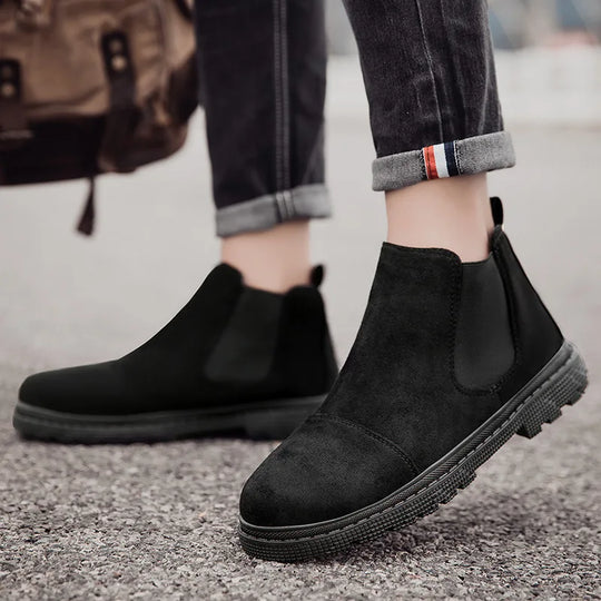 Classic Fashion Khaki Men's Ankle Boots Comfortable Platform Work Boots Men Slip-on High-top Shoes Casual Men Botas Para Hombre - IFINDALL