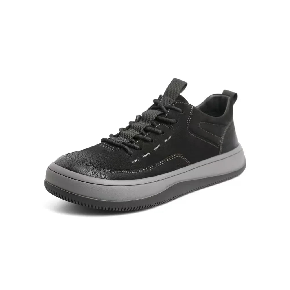 Autumn and Winter Genuine Leather Men's Shoes Fashion Men's Casual Leather Shoes Thick Sole Anti Slip Sports Shoes - IFINDALL