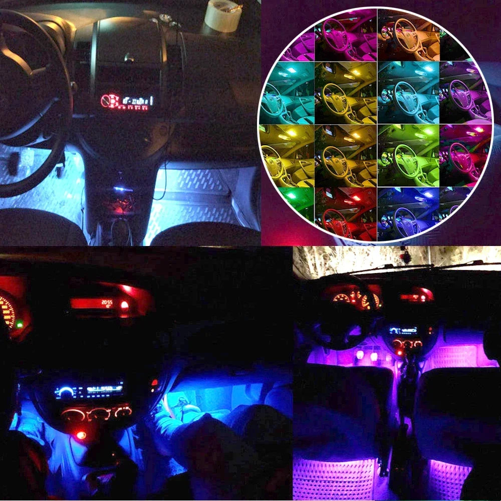 T10 W5w 194 168 5050 Festoon Dome Light Wedge Side Led SilicaGel LED Remote Controller Lamp RGB Bulbs Width Indicator - IFINDALL