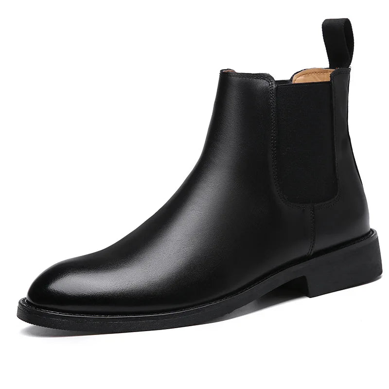 Luxury Designer New Autumn Winter Mens Pointed Suede Leather High Tops Dress Shoes For Male Formal Business Chelsea Ankle Boots - IFINDALL