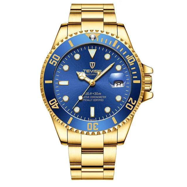 Luxury Brand Automatic Wrist Watches Tevise Stainless Steel Date Calendar Watch Diver Waterproof Military Men's Mechanical Watch - IFINDALL