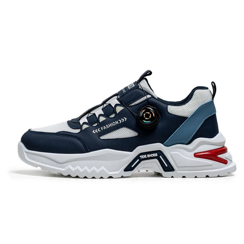 Men's Korean rotating buckle fashion casual sports shoes four season soft soled non slip outdoor running shoes student sneakers - IFINDALL
