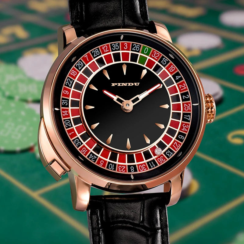 Pindu Player Gambling Series Men's Watch European Roulette Poker Game Fully Automatic Mechanical Sports Design Party Watch - IFINDALL