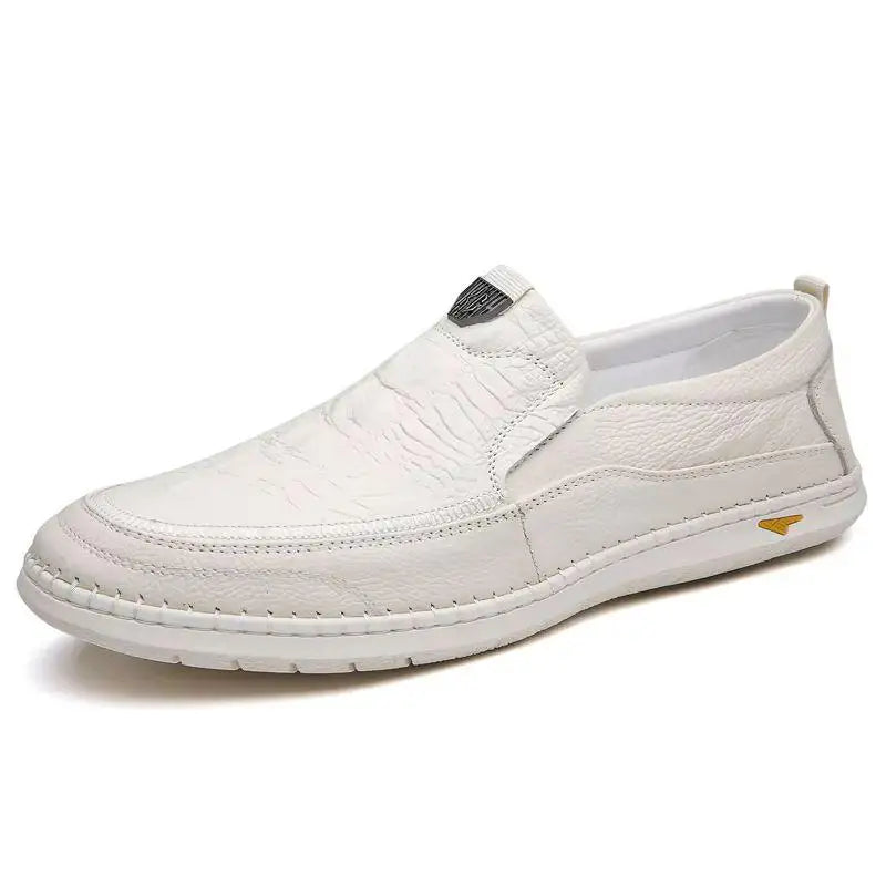 Men Casual Summer Footwear Breathable Mens Leisure Walk Loafers Genuine Leather Moccasins Hollow Out Slip on Male Driving Shoes - IFINDALL