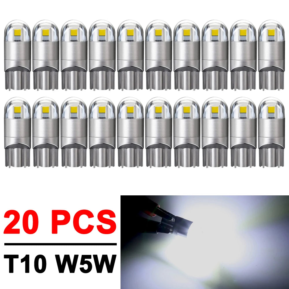 2-20 PCS T10 W5W LED Bulbs 12V Super Bright 3030 2SMD 7000K White Car Interior Dome Map Door Courtesy Dash License Plate Lights - IFINDALL