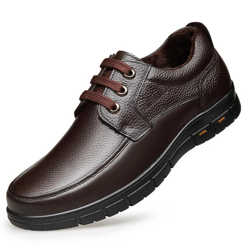 Handmade Leisure Men Shoes New Trendy Minimalist Work Shoes With Lace Up Middle-Aged Dad Formal Casual Business Leather Shoes - IFINDALL