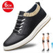 Men's genuine leather sneakers elevator shoes breathable height increasing shoes men luxury 6cm 8cm white casual lift skateboard - IFINDALL