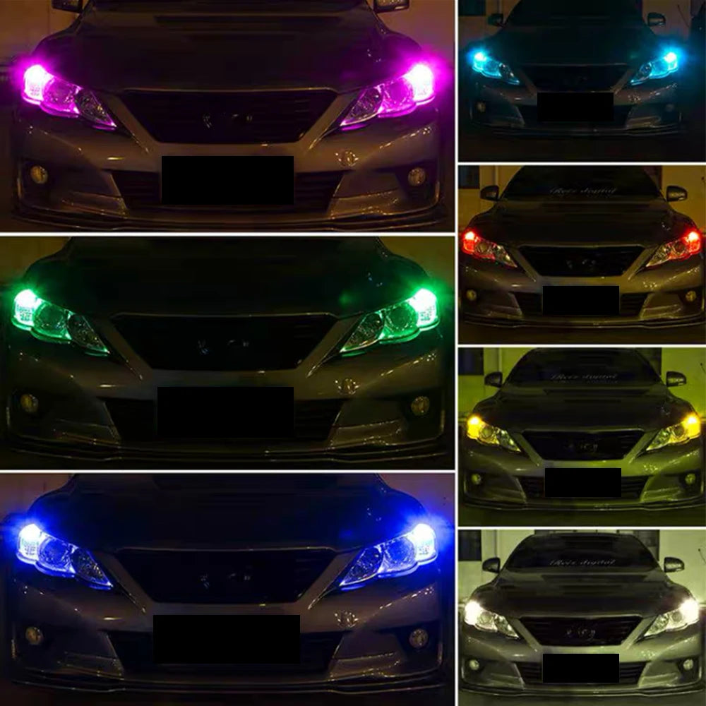 Remote Control With 2pcs RGB T10 W5W LED 194 168 5050 12v Car Dome Reading Light Automobiles Corner Lamp RGB LED Bulb - IFINDALL