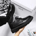 Men new breathable shoes Black waterproof leather footwear Thicksoled versatile fashion sneakers Casual comfort male board shoes - IFINDALL