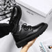 Men new breathable shoes Black waterproof leather footwear Thicksoled versatile fashion sneakers Casual comfort male board shoes - IFINDALL