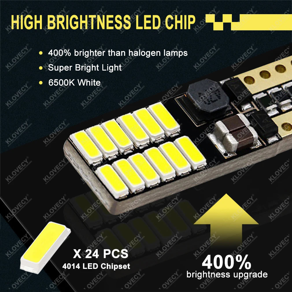 2-20 PCS T10 W5W LED Bulb Canbus 12V 24V 6500K White Super Bright Car Interior Dome Door Trunk License Plate Wedge Side Lights - IFINDALL