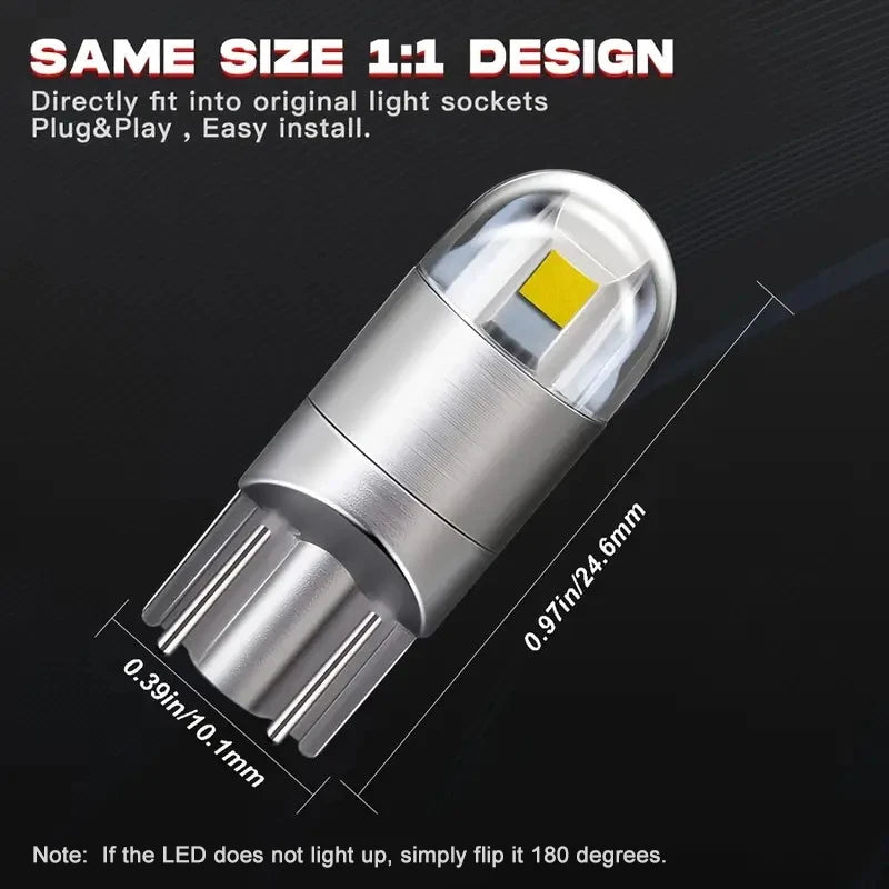2-20 PCS T10 W5W LED Bulbs 12V Super Bright 3030 2SMD 7000K White Car Interior Dome Map Door Courtesy Dash License Plate Lights - IFINDALL