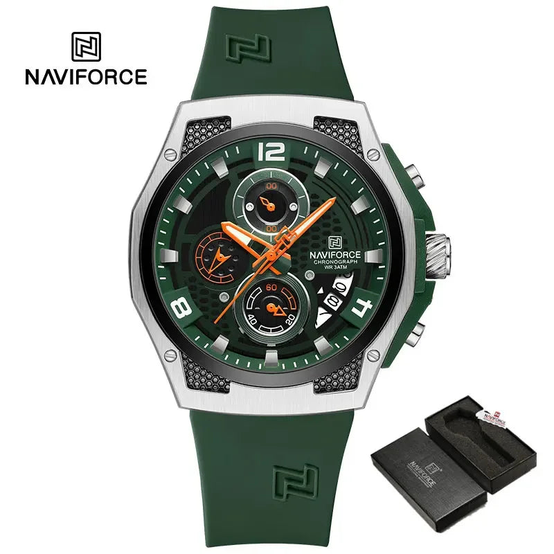 NAVIFORCE NF8051T  Luxury Design Men's Watches 30m Waterproof Military Sport with Date Silicone Band Quartz Wristwatch - IFINDALL