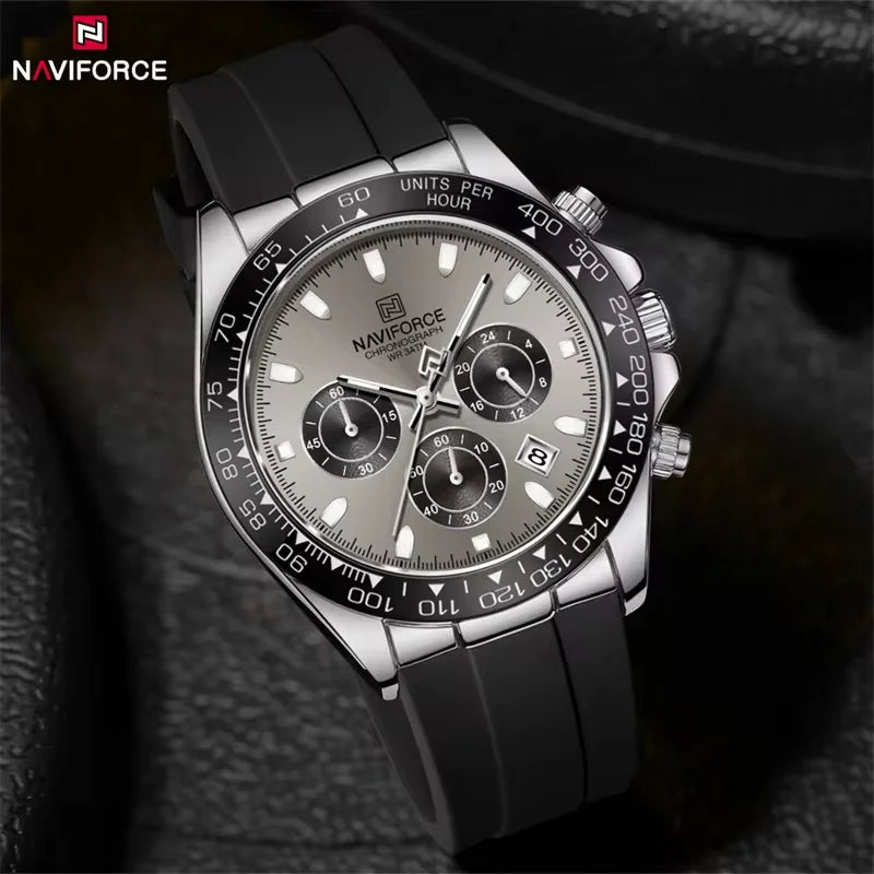 NAVIFORCE Luxury Men's Watch Waterproof Sports Quartz Clock Silicone Strap Chronograph Luminous Wristwatches Relogio Masculino - IFINDALL