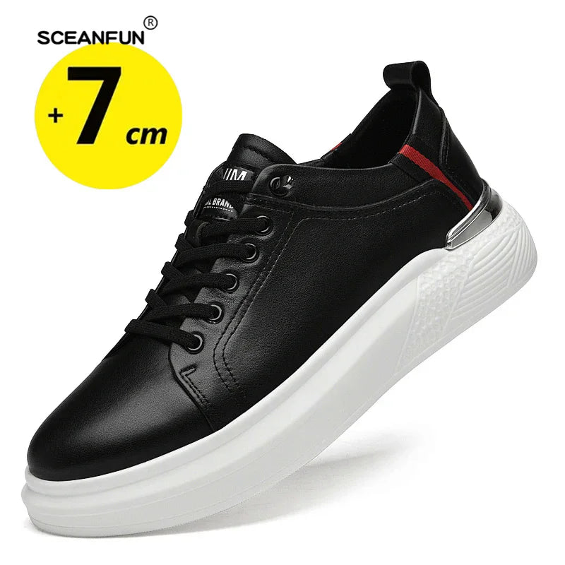 Elevator shoes for man height increase 7cm 2025 Luxury sneaker Genuine Leather Men's Hidden Heels Casual Shoe Heights Genuine Le - IFINDALL