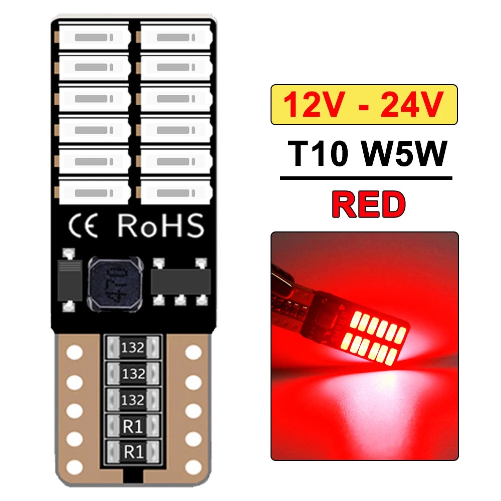 2-20 PCS T10 W5W LED Bulb Canbus 12V 24V 6500K White Super Bright Car Interior Dome Door Trunk License Plate Wedge Side Lights - IFINDALL