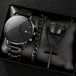 4pcs/set, Men's Simple Pointer Round Black Calendar Quartz Watch and Black Cross Pendant Necklace, Ring, Bracelet, Gift for Him - IFINDALL