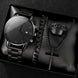 4pcs/set, Men's Simple Pointer Round Black Calendar Quartz Watch and Black Cross Pendant Necklace, Ring, Bracelet, Gift for Him - IFINDALL