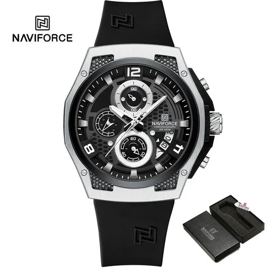 NAVIFORCE NF8051T  Luxury Design Men's Watches 30m Waterproof Military Sport with Date Silicone Band Quartz Wristwatch - IFINDALL
