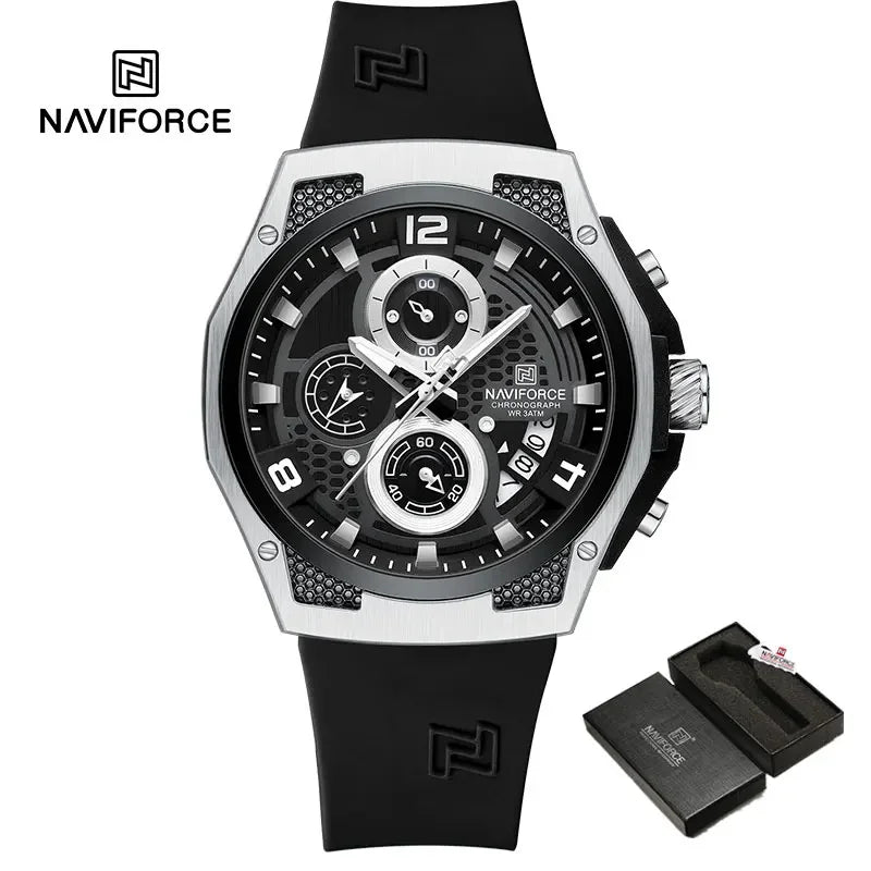 NAVIFORCE NF8051T  Luxury Design Men's Watches 30m Waterproof Military Sport with Date Silicone Band Quartz Wristwatch - IFINDALL