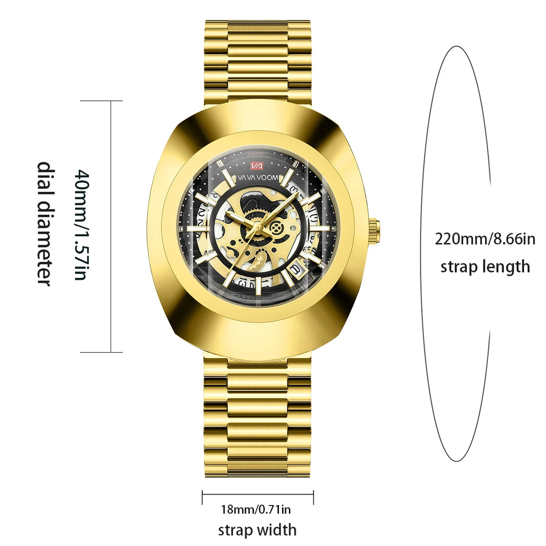 2025 New Luxury Men Watch Fashion Elliptical Hollow Dial Stainless Steel Strap Leisure Business Original Movement Watch for Men - IFINDALL