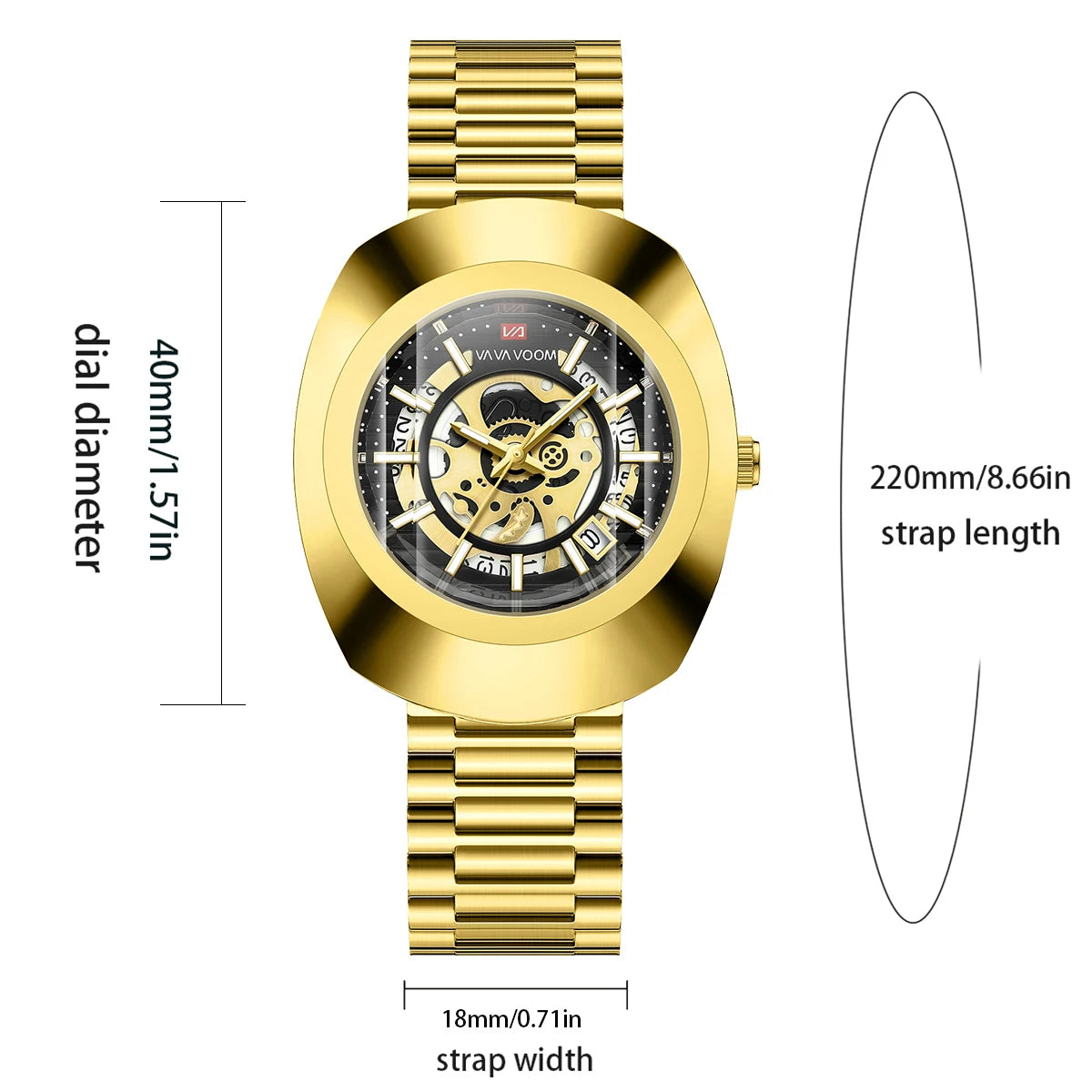 2025 New Luxury Men Watch Fashion Elliptical Hollow Dial Stainless Steel Strap Leisure Business Original Movement Watch for Men - IFINDALL