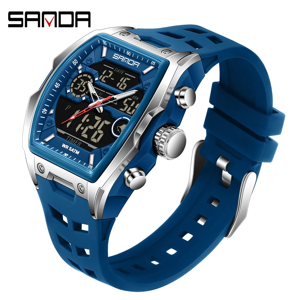 SANDA Men Electronic Watch Big Dial Sports LED Analog Digital Chronograph Military Dual Display Man Wristwatch relogio masculino - IFINDALL
