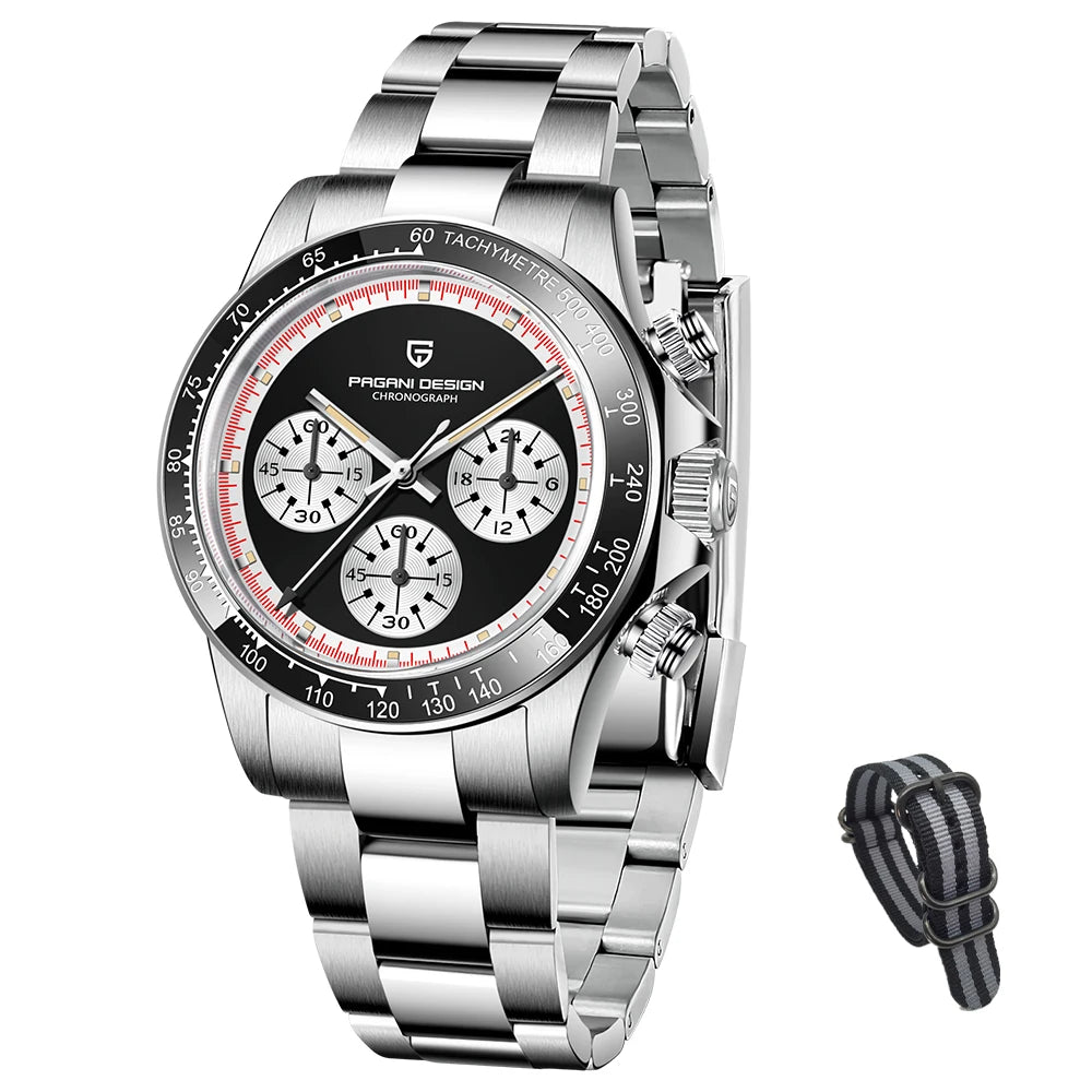 PAGANI DESIGN New Men's Quartz Watch Fashion Ceramic bezel Chronograph 100m Waterproof Men's Stainless Steel Watch - IFINDALL