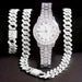 Stunning rhinestone-encrusted watch set with matching chain necklace - Round dial Quartz movement - IFINDALL