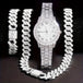 Stunning rhinestone-encrusted watch set with matching chain necklace - Round dial Quartz movement - IFINDALL