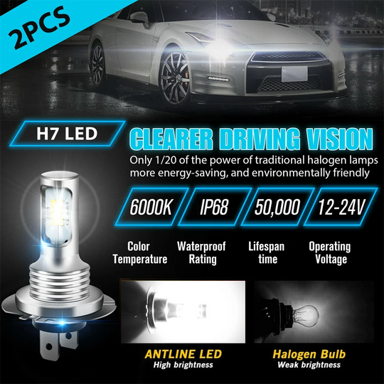 2Pcs H7 H4 Led Car Headlight  Super Bright CSP LED Headlight Fog DRL Bulbs Kit High Low Beam White - IFINDALL