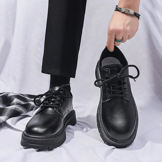 Casual leather shoes men's new business leather shoes British style student thick soled suit men's versatile trendy shoes - IFINDALL