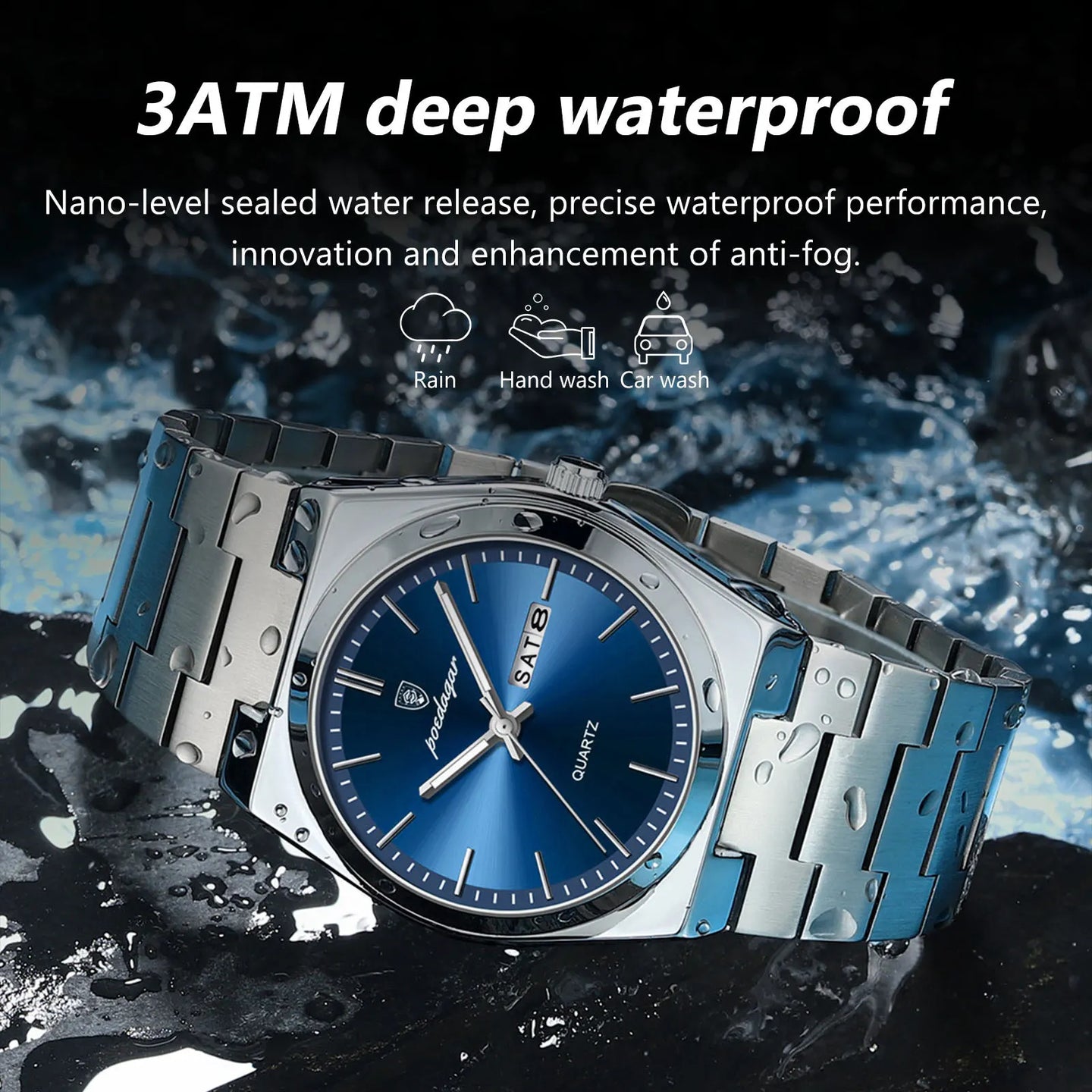 POEDAGAR High Quality Watches For Men Stainless Steel Waterproof Luminous Man Watch Date Week Luxury Business Quartz Men's Watch - IFINDALL