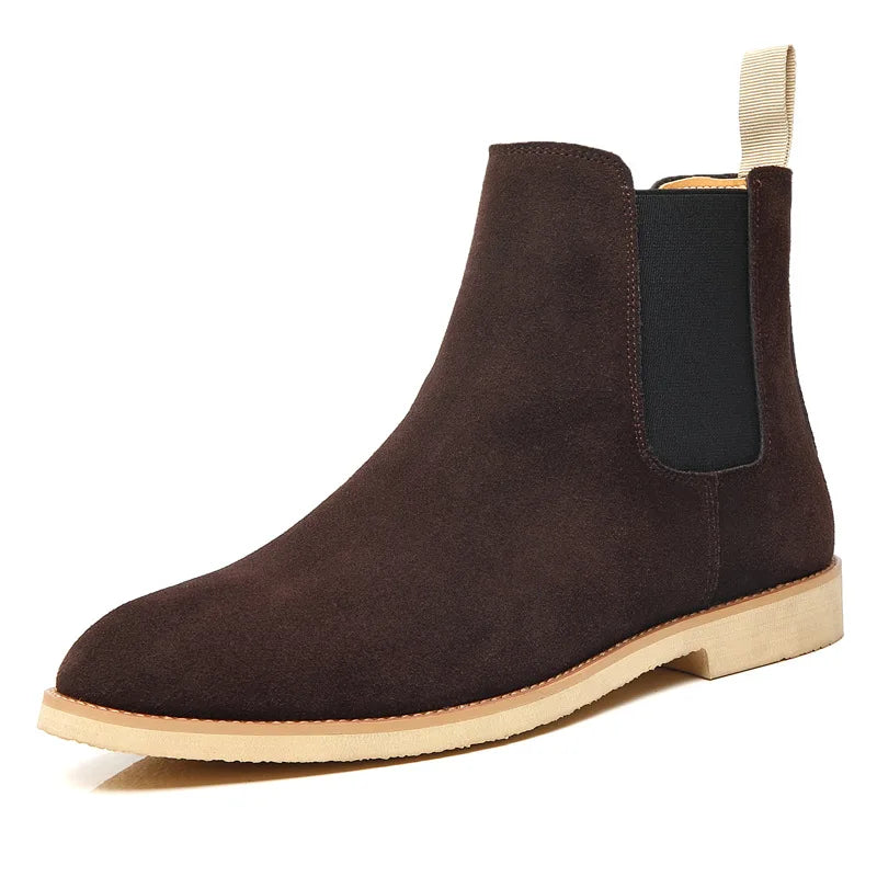 Luxury Designer New Autumn Winter Mens Pointed Suede Leather High Tops Dress Shoes For Male Formal Business Chelsea Ankle Boots - IFINDALL