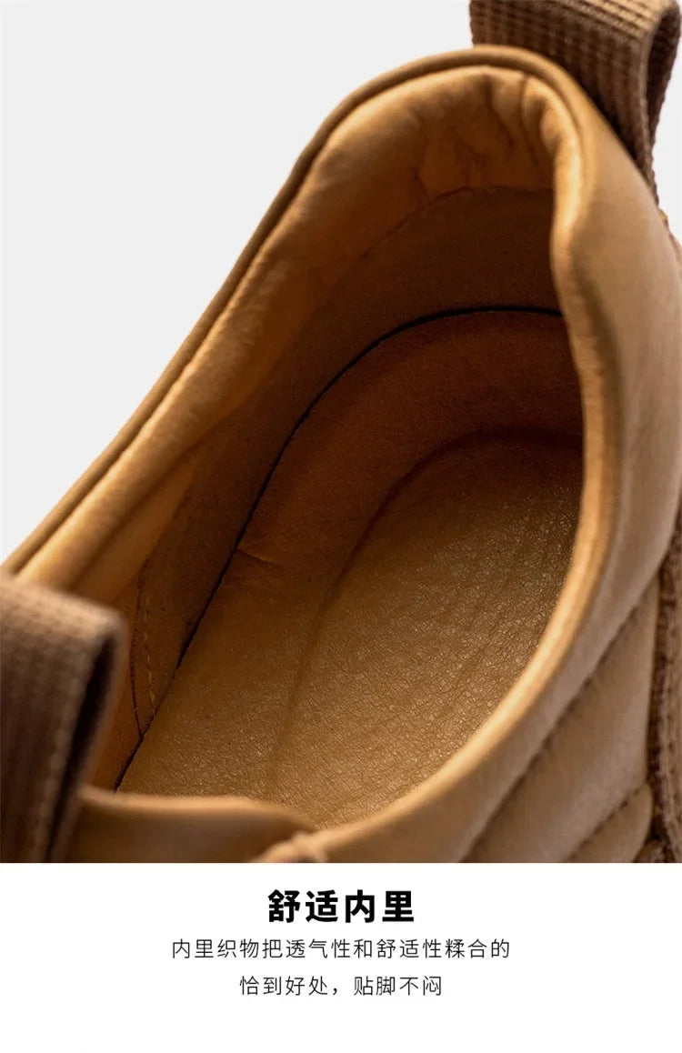 Autumn and Winter Genuine Leather Men's Shoes Fashion Men's Casual Leather Shoes Thick Sole Anti Slip Sports Shoes - IFINDALL
