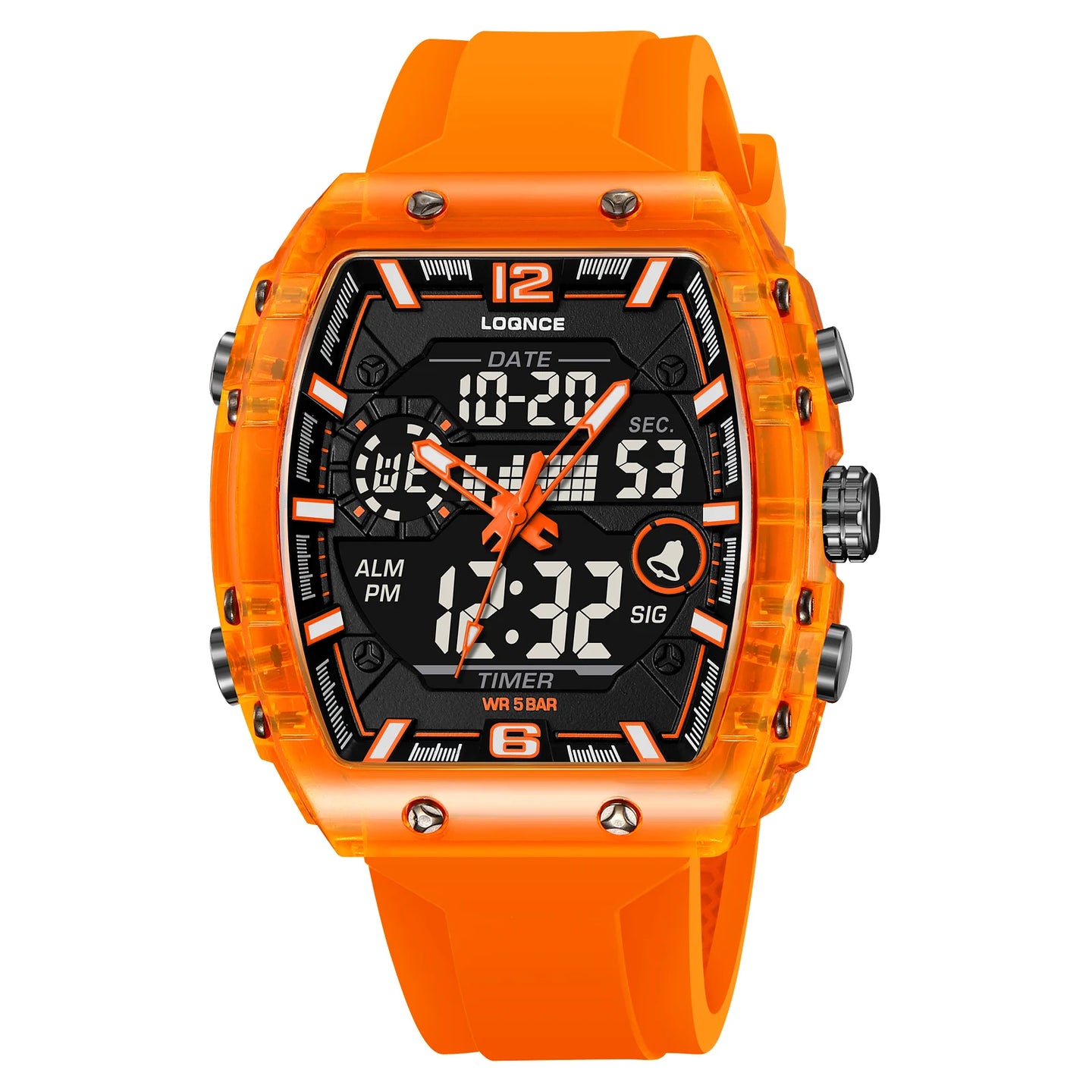New LOQNCE  98003 Male montre homme Hour Sport Watches Digital Double Time Chronograph Watch Mens LED Week Display Wristwatches - IFINDALL