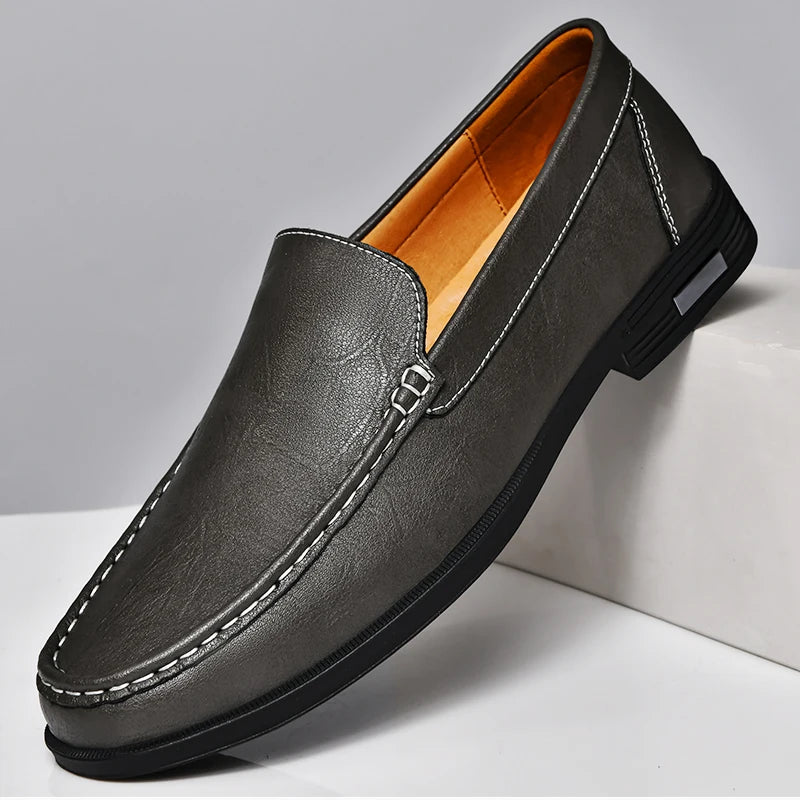 Genuine Leather Slip on Loafers Men Formal Dress Shoes Office Driving Wedding Party Mocasines Hombre Big Size Casual Shoes - IFINDALL