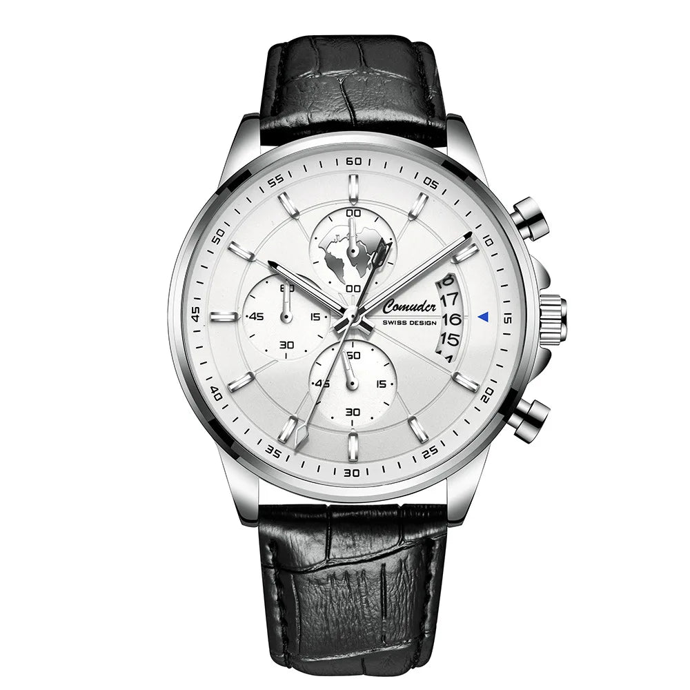 Men's Watch Leather Strap Quartz Watch Waterproof Calendar Quartz Movement Man Wrist Watch Business Style A4319 - IFINDALL