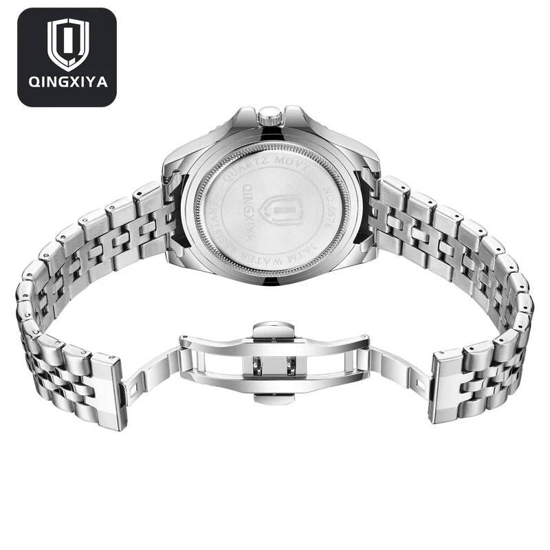 QINGXIYA Luxury Quartz Men Watch Waterproof Luminous Date Man Watch Stainless Steel Business Wristwatches Male Clock Reloj+Box - IFINDALL