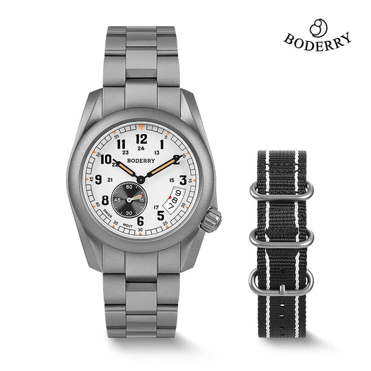 Boderry Field Watch Titanium Quartz Watches VOYAGER 38 Mens 100M Waterproof Clock Military Sport Luminous Business Wristwatch - IFINDALL