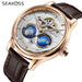 SEAKOSS Male Dual Earth Rotating Mechanical Men's Watch Automatic Movement Waterproof Clock Pilots 1963 Flywheel Wristwatches - IFINDALL