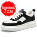 Luxury Leather Elevator Shoes Men's Sneakers Height Increasing Shoes Invisible 7CM Heighten Sports Shoes Taller Lift White Shoes - IFINDALL