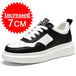 Luxury Leather Elevator Shoes Men's Sneakers Height Increasing Shoes Invisible 7CM Heighten Sports Shoes Taller Lift White Shoes - IFINDALL
